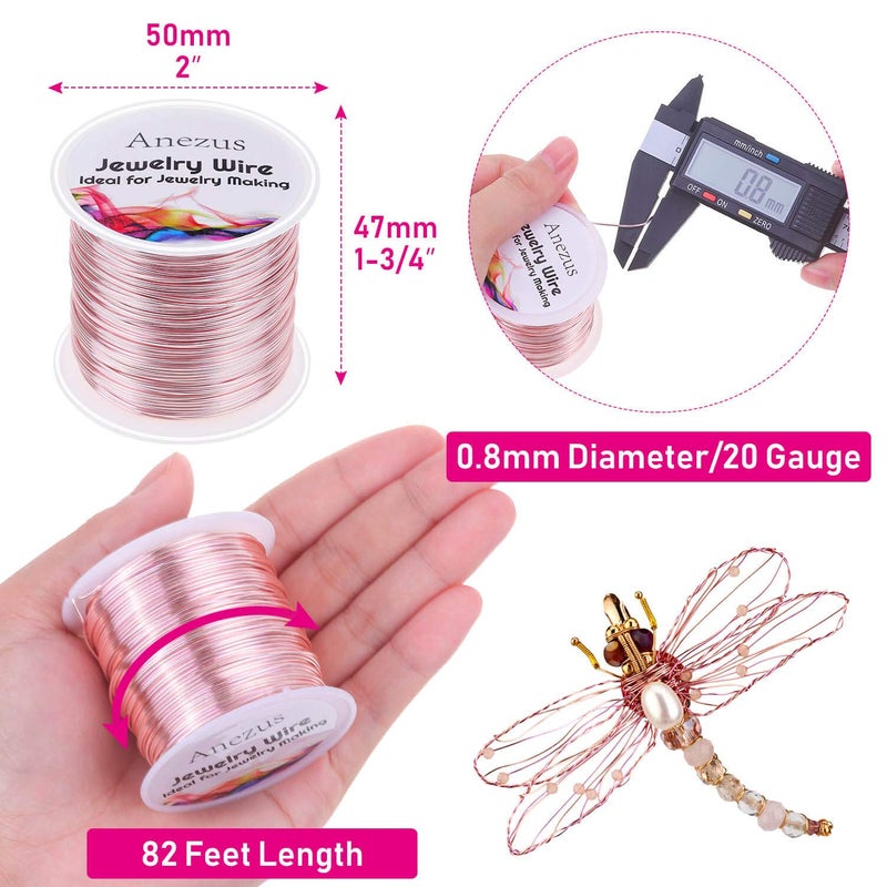 anezus 20 Gauge Jewelry Wire, 28 Yards Craft Wire Tarnish Resistant Copper Beading Wire for Jewelry Making Supplies and Crafting(Rose Gold) - Image 2