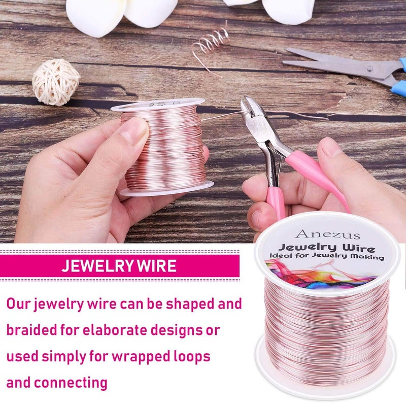 anezus 20 Gauge Jewelry Wire, 28 Yards Craft Wire Tarnish Resistant Copper Beading Wire for Jewelry Making Supplies and Crafting(Rose Gold) - Image 4