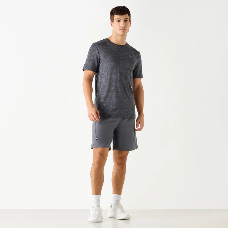 ادوت من سبلاش Textured Crew Neck T-shirt with Short Sleeves