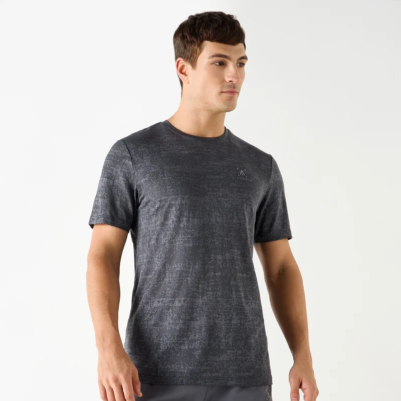 ادوت من سبلاش Textured Crew Neck T-shirt with Short Sleeves