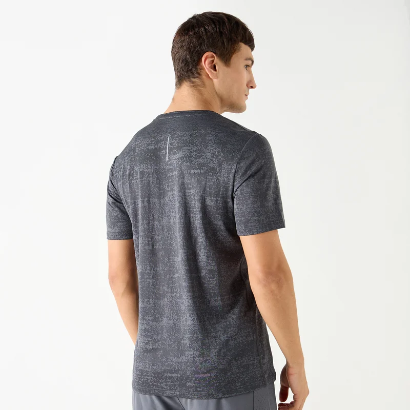 ADOT by Splash Textured Crew Neck T-shirt with Short Sleeves