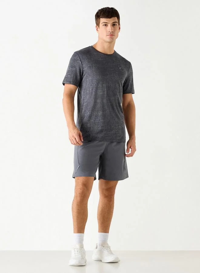 ADOT by Splash Textured Crew Neck T-shirt with Short Sleeves