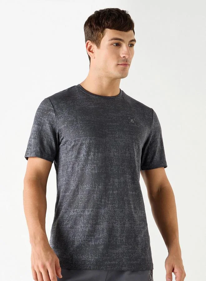 ADOT by Splash Textured Crew Neck T-shirt with Short Sleeves