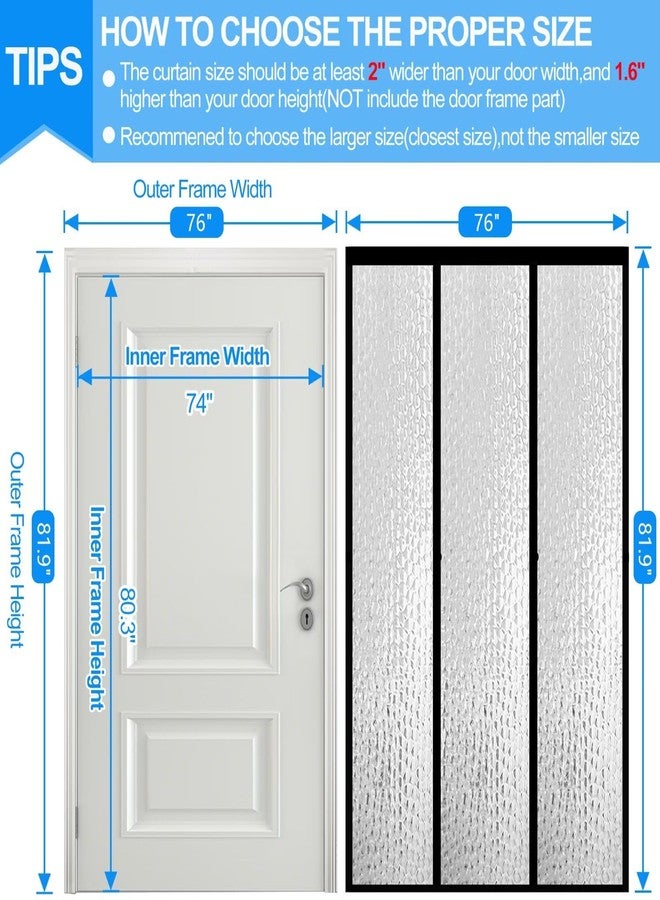 ريلاينسر ستارة باب عازلة حراريًا مغناطيسية من ريلاينسر، غطاء باب مقاوم للماء من مادة EVA، فتحة باب مزدوجة، تناسب مقاس باب 74 بوصة × 80 بوصة، ستارة باب معزولة ذاتية الإغلاق، شاشة باب حرارية للحماية من الحرارة - Image 2