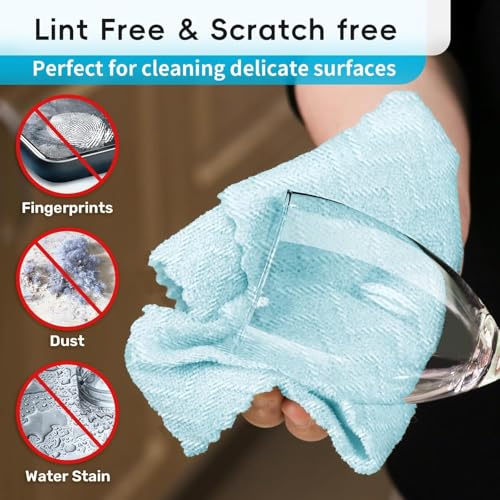 SOKT Microfiber Cleaning Cloths Roll 30 Pack Tear Away Microfiber Towels Roll Lint Free Rags, Reusable Cleaning Cloths, Washable, Scratch Free, Ultra Absorbent Dish Rags (Blue Ripple) - Image 2