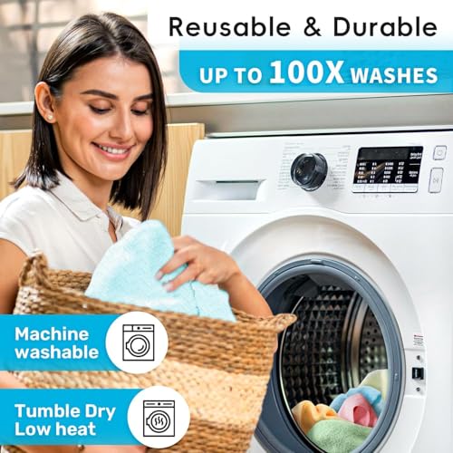 SOKT Microfiber Cleaning Cloths Roll 30 Pack Tear Away Microfiber Towels Roll Lint Free Rags, Reusable Cleaning Cloths, Washable, Scratch Free, Ultra Absorbent Dish Rags (Blue Ripple) - Image 5