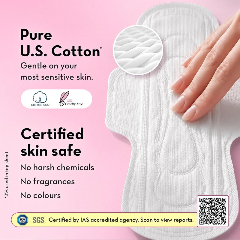 Plush 14 Pack 100% Pure American Cotton Sanitary Pads for Women | 8 Light Flow Pads (L), 6 Heavy Flow (XL) & 2 Panty Liners | Ultra-Thin, No Rash | For Everyone - Image 3