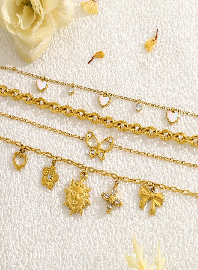 Evil Eye Bracelet for Women, 18K Gold Plated Dainty Adjustable Chain, Non-Tarnish Waterproof Bracelet, Cute Handmade Minimalist Charm Bracelet, Simple Dainty Fashion Jewelry Gift for Her, Trendy Everyday Protective Jewelry for Women and Girls - Image 2