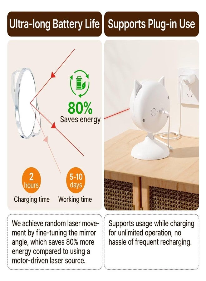 Potaroma Smart Sensor Cat Laser Toys Interactive, Motion Activated Truly Random Trjajectory, Clamp Design, Automatic Chargeable Kitten Toy Indoor Exercise, Cream White - Image 4