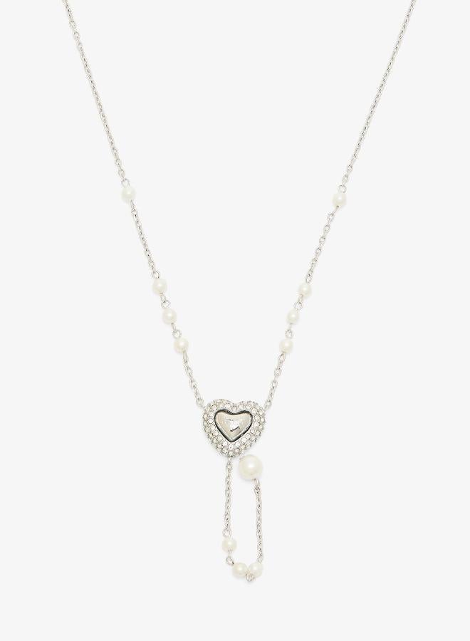 GUESS Pave Heart Y Chain Necklace - Image 1
