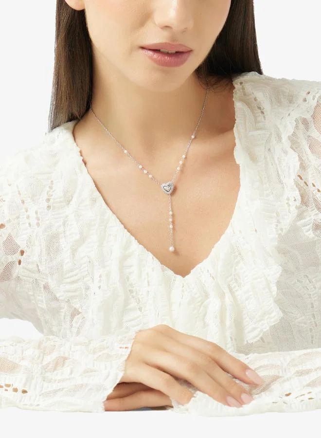 GUESS Pave Heart Y Chain Necklace