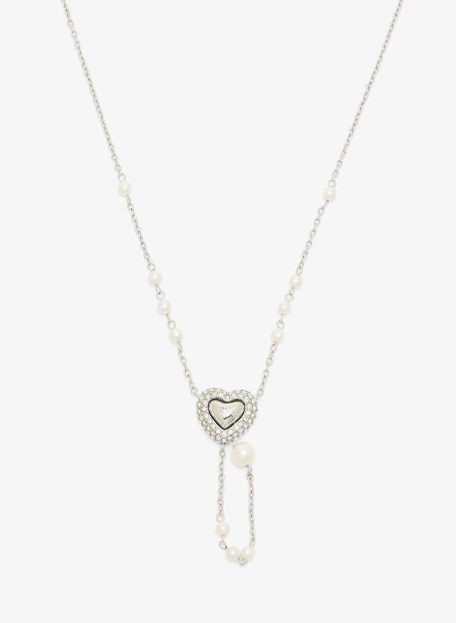 GUESS Pave Heart Y Chain Necklace - Image 1