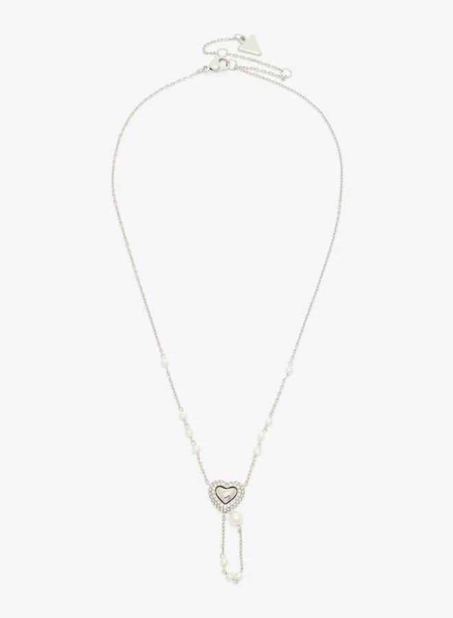 GUESS Pave Heart Y Chain Necklace