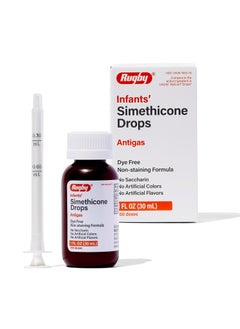 RUGBY LABORATORIES Rugby Infants' Gas Relief Drops - Simethicone 20 mg Gas Relief Liquid for Newborns, Babies, Toddlers and Kids - No Artificial Colors, Flavors or Dyes - 1 Fl Oz (4 Pack) 