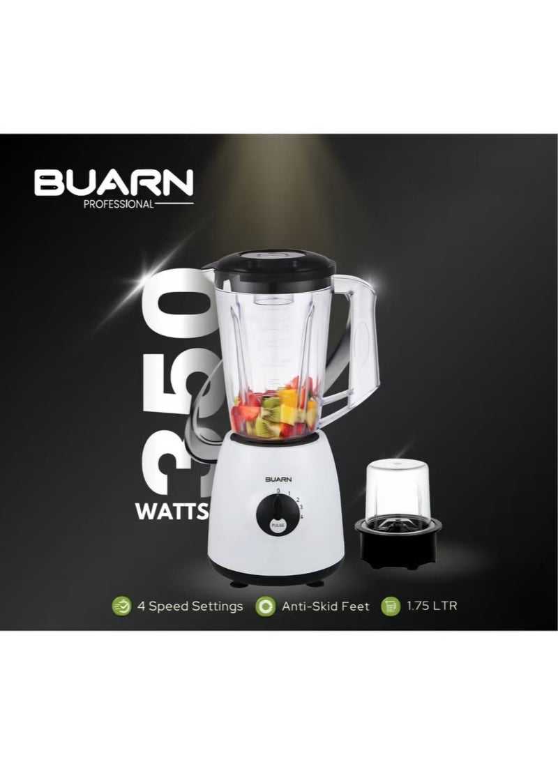 BUARN PROFESSIONAL 2 in 1 Blender with a Large 1.75-Liter Capacity, 350W Power, 4 Speed Settings, Overheat Protection, Safety Lock, and Durable Copper Oil-Bearing Motor – Model BL-F104  - Image 2