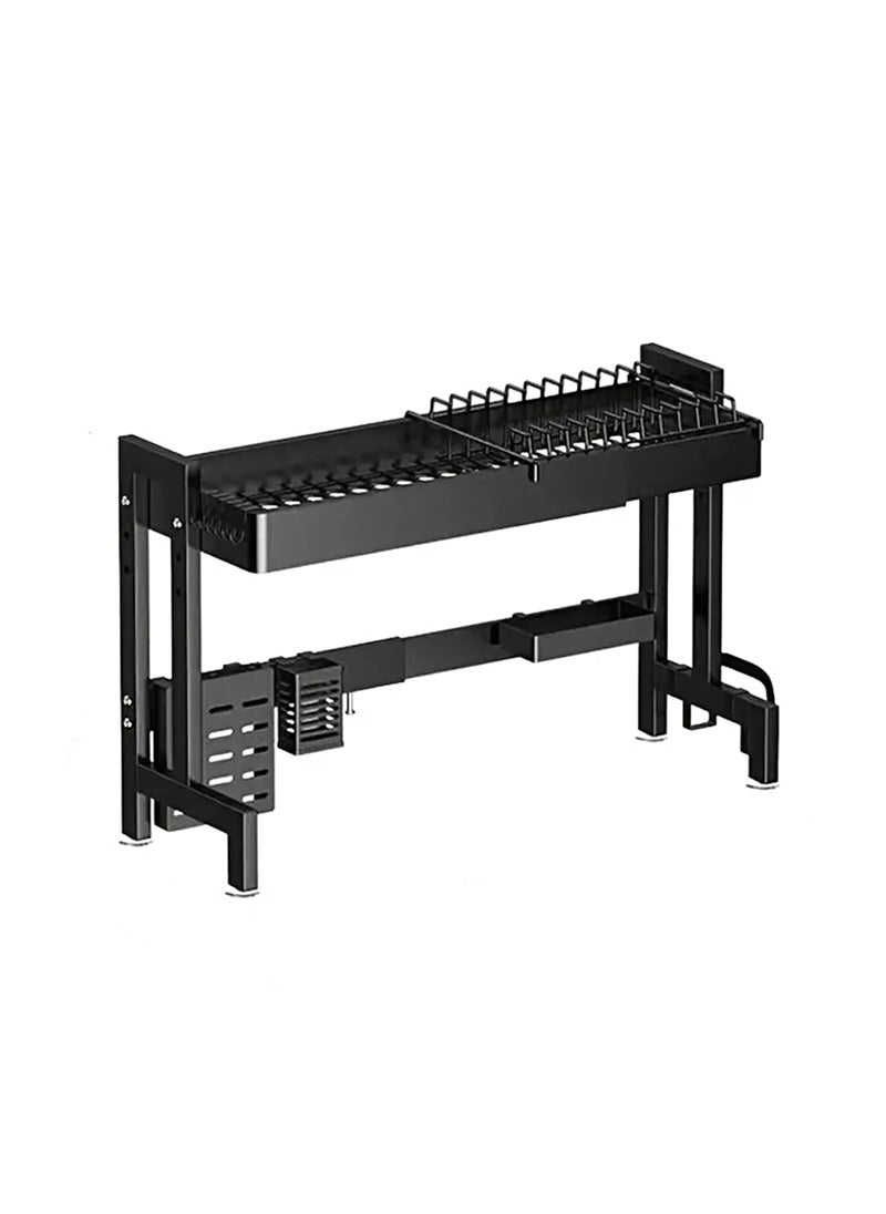 iBELL IBELL DR193SM Dish Rack for Kitchen, Adjustable Length Bartan Stand for Drying, Carbon Steel, Kitchen Organizer/Drainer Shelf/Utensils Storage (Black)  - Image 3