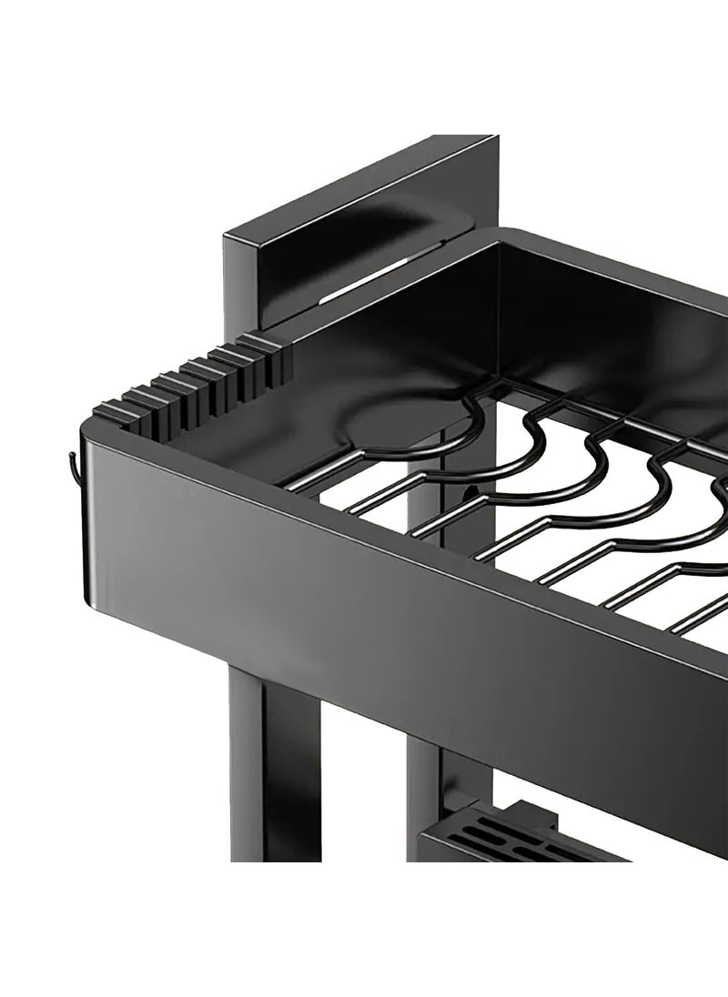 iBELL IBELL DR193SM Dish Rack for Kitchen, Adjustable Length Bartan Stand for Drying, Carbon Steel, Kitchen Organizer/Drainer Shelf/Utensils Storage (Black)  - Image 5
