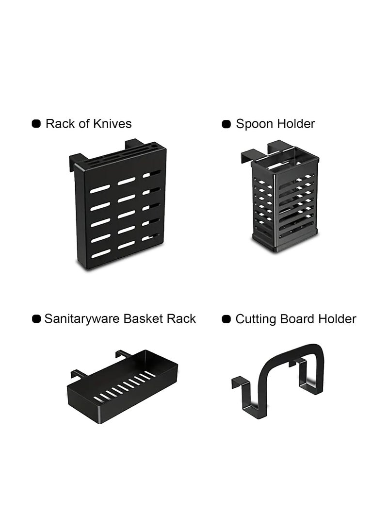 iBELL IBELL DR193SM Dish Rack for Kitchen, Adjustable Length Bartan Stand for Drying, Carbon Steel, Kitchen Organizer/Drainer Shelf/Utensils Storage (Black)  - Image 4