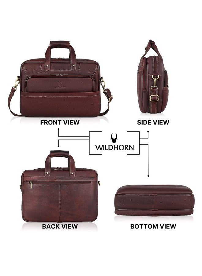 Wildhorn حقيبة مكتب جلدية أصلية من وايلدهورن للرجال | حقيبة جلدية تنفيذية أنيقة | حقيبة لابتوب بحجم 15.6 بوصة مع حزام قابل للتعديل وفتحات متعددة | ضمان لمدة سنة - Image 5