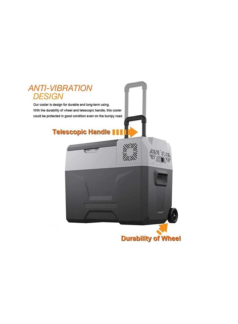 رويال - ثلاجة سيارة صغيرة سعة 35 لترًا، منطقتان، مع ضاغط وعربة تبريد ثنائي النواة، تحكم في درجة الحرارة -28 درجة مئوية -65 درجة مئوية، استخدام مزدوج للسيارة والمنزل، مناسبة للتخييم والنزهات (YHL35) - Image 2