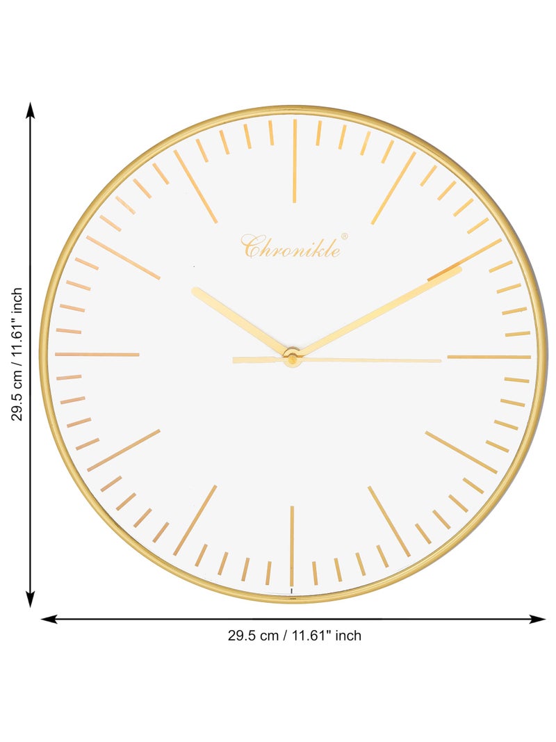 CHRONIKLE Beautiful Golden Color Round Plastic Case Wall Clock for Home Office Decor Living Room Bedroom (Size: 29.5 x 4 x 29.5 CM | Weight: 450 Gram) - Image 3