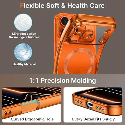 mobistyle Clear for iPhone 17 Pro Max Case 2025, Phone Case iPhone 17 Pro Max with Mag-Safe, Magnetic Plated Slim Thin Lightweight Soft Electroplated Shockproof Protective Cover Cases, Cosmic Orange - Image 4