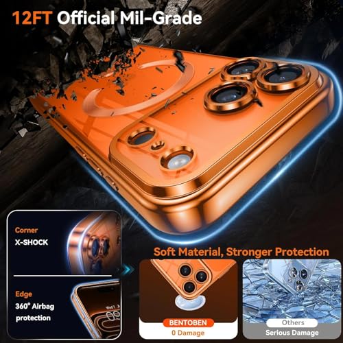 mobistyle Clear for iPhone 17 Pro Max Case 2025, Phone Case iPhone 17 Pro Max with Mag-Safe, Magnetic Plated Slim Thin Lightweight Soft Electroplated Shockproof Protective Cover Cases, Cosmic Orange - Image 2