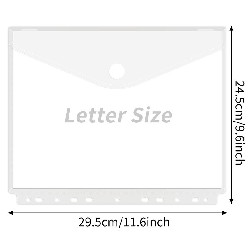 EOOUT 30Pcs Binder Pocket, Binder Organizer, 11 Holes Clear Poly Binder Envelope with Hook and Loop Closure, Plastic Binder Folders for School and Office Supplies, Letter Size - Image 2
