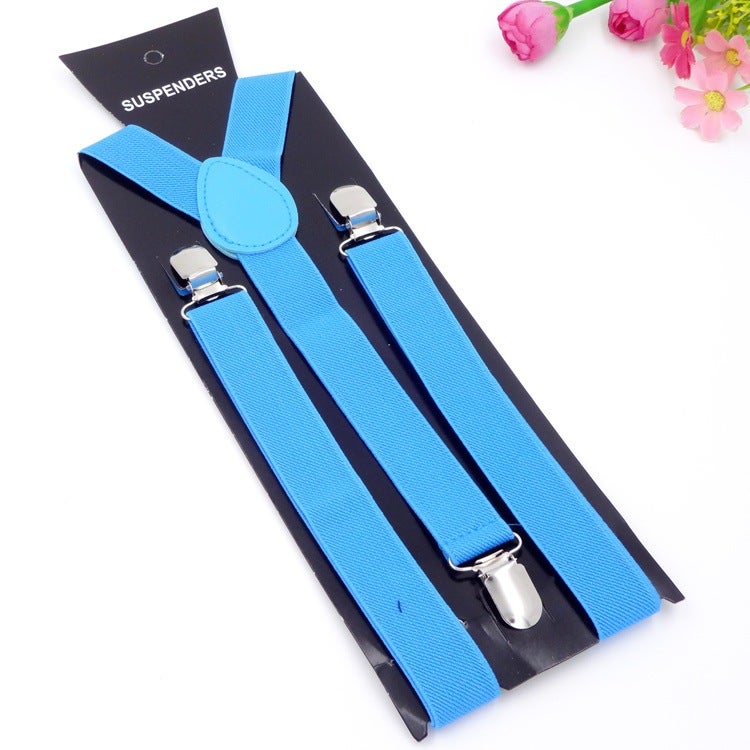 Factory wholesale candy color strap unisex adult sling multi-color optional 3 clips 2.5cm Sky Blue