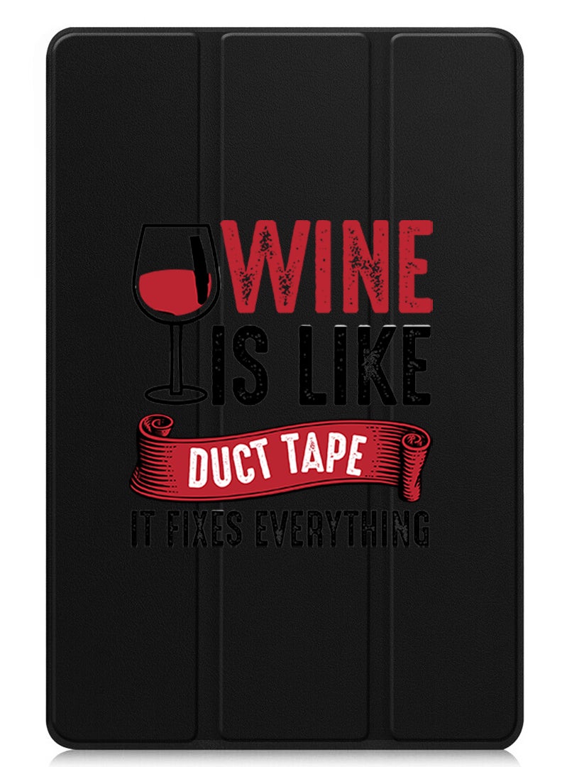 Theodor Protective Flip Case For Samsung Galaxy Tab S6 Lite (2024) With Trifold Stand Auto Wake Sleep Shockproof Cover Wine is like duct tape black - Image 1