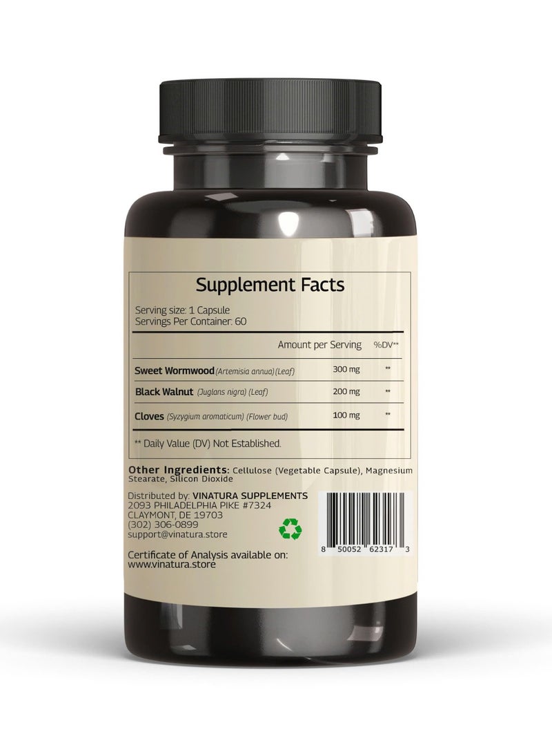 فوز اليوم Wormwood Black Walnut Clove Capsules - Cleanse, Detox, Intestinal Guard Formula Supplement for Humans, with Wormwood herb, Black Walnut Extract Combination, 60 Capsules - Image 5