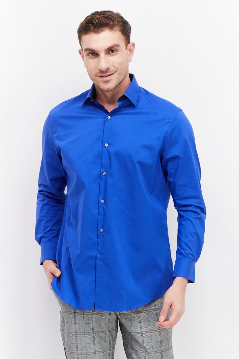 Van Heusen Men Regular Fit Plain Long Sleeves Dress Shirt, Blue - Image 1