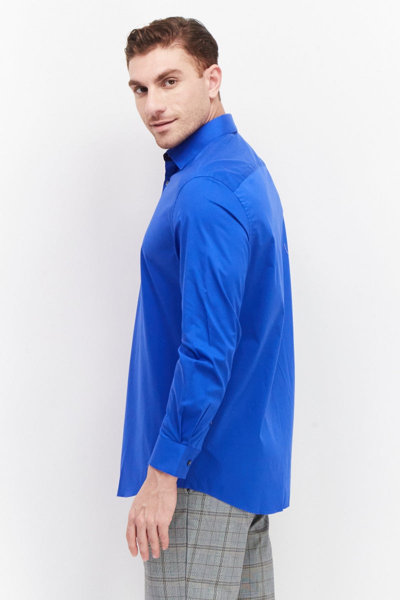 Van Heusen Men Regular Fit Plain Long Sleeves Dress Shirt, Blue - Image 2