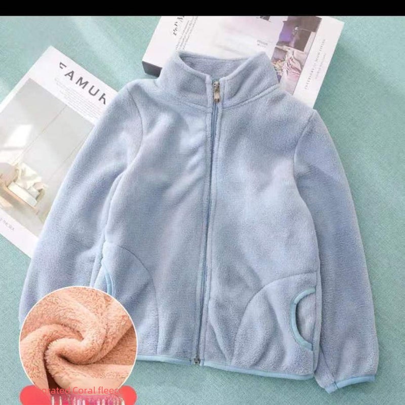 Kids Warm Autumn Winter Coat 2022 New Thick Fleece Light khaki  - Image 5