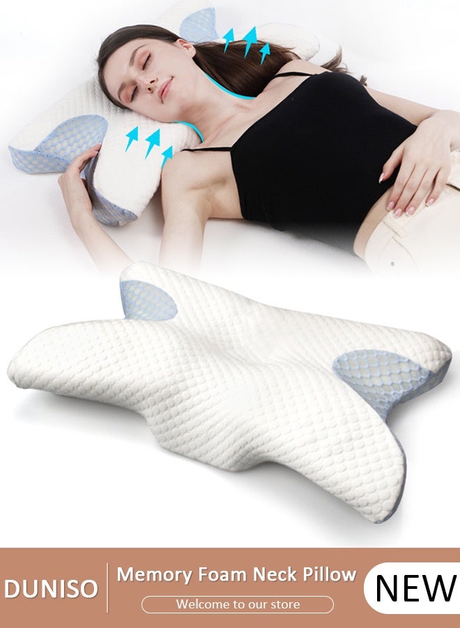 DUNISO Super Comfort Ergonomic Pillow for Neck Head and Shoulder Pain Relief Contour Support Pillows for Bed Sleeping Orthopedic Cervical Spine Stretch Pillow for Side Back Stomach Sleeper - Image 1
