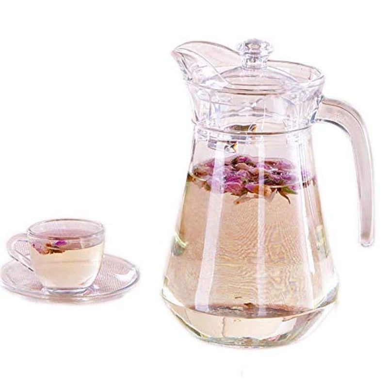 Saaikee Green Apple Duck Pot 13L Glass Pitcher with Plastic lidDrinking Beverage JugGlass Water jug for Home use Design3 - Image 1