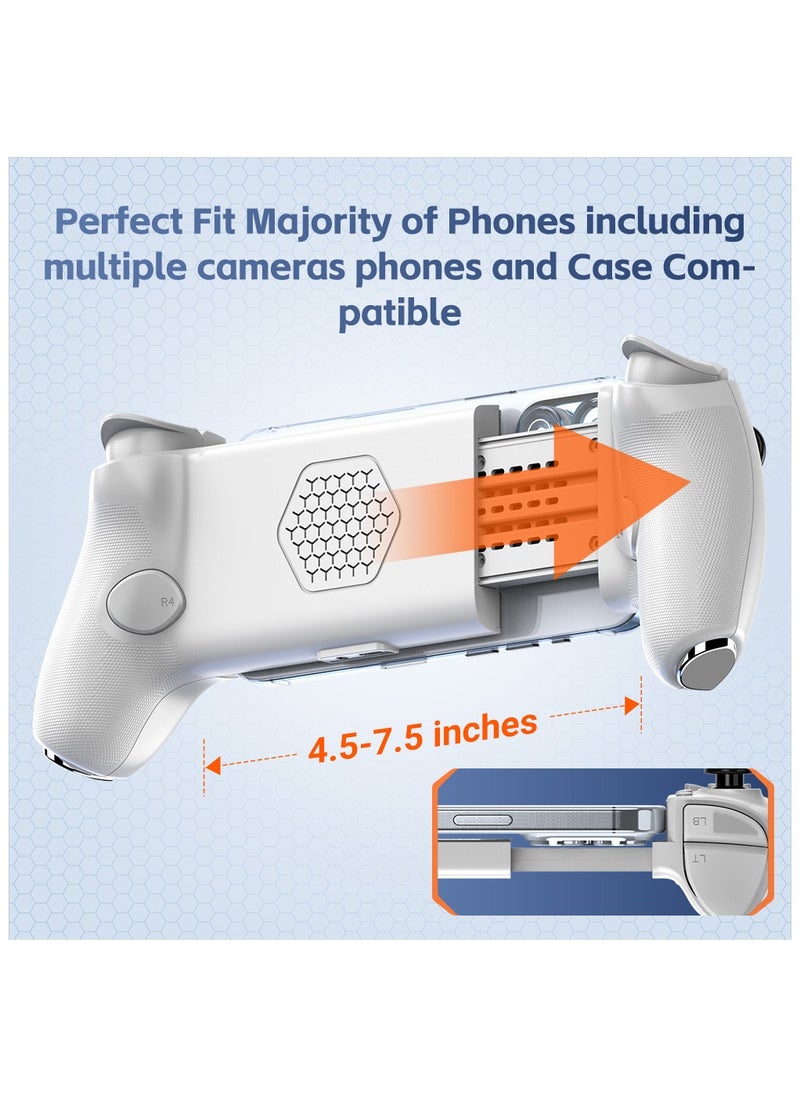 Professional Stretch Gamepad Aobing Max Type-C Wired & Bluetooth Gaming Controller compatible with Android iOS PC Switch Steam Xbox PS with Hall Joysticks Hall Trigger Turbo White