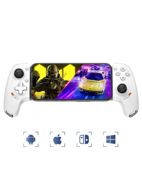 Professional Stretch Gamepad Aobing Max Type-C Wired & Bluetooth Gaming Controller compatible with Android iOS PC Switch Steam Xbox PS with Hall Joysticks Hall Trigger Turbo White