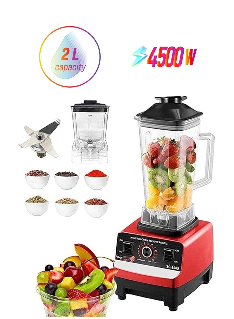 سيلفر كريست خلاط سيلفر كريست  عالي التحمل بقوة 4500 واط، متعدد الوظائف، مع مرطبان SC 1589، آمن للاستخدام في غسالة الأطباق، شفرات من الفولاذ المقاوم للصدأ، معالج فواكه، مطحنة، صانع عصائر. - Image 1