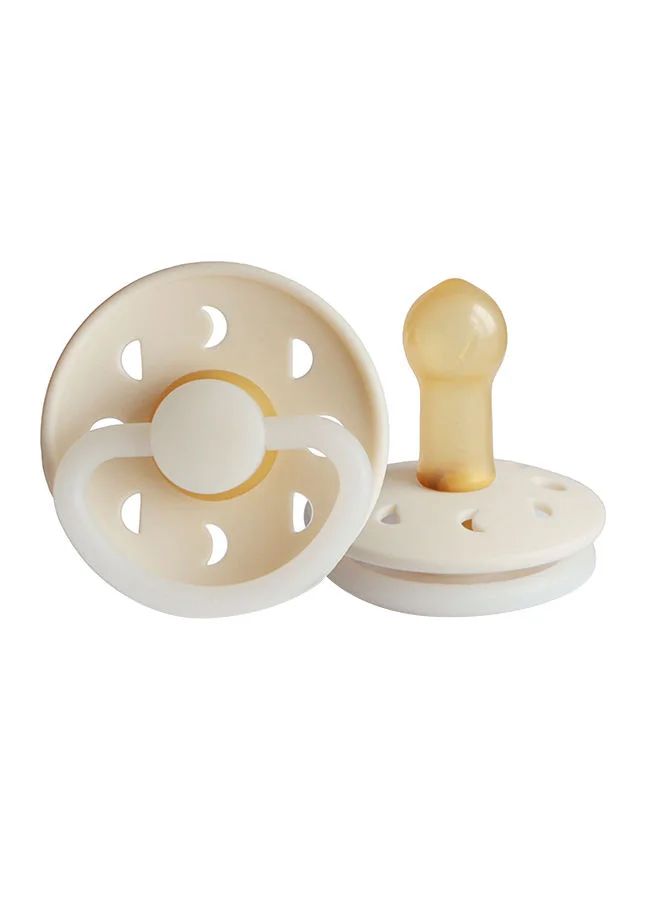 FRIGG Pack Of 1 Moon Phase Latex Baby Pacifier 6-18M Cream Night - Size 2