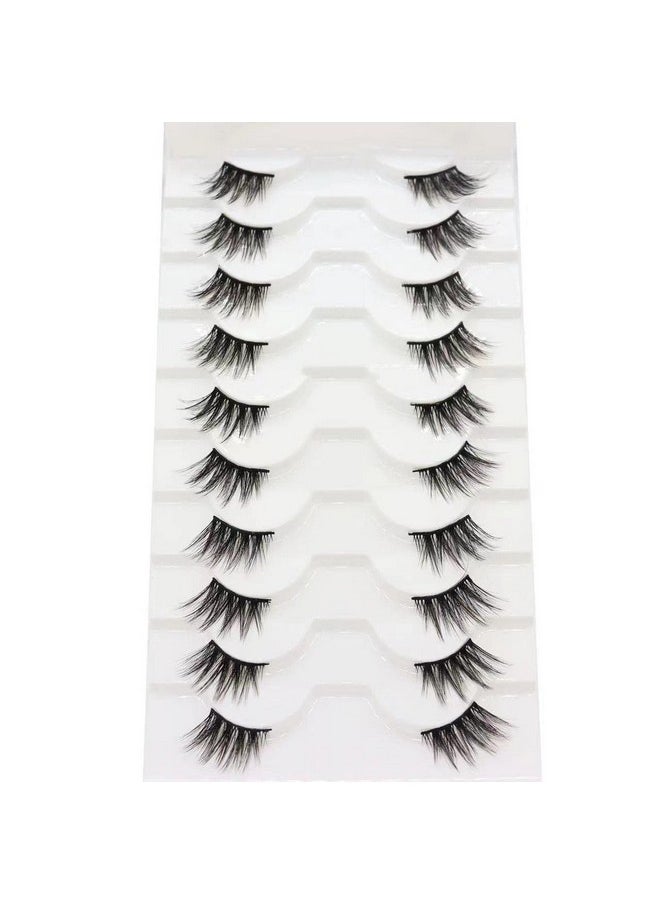 DAODER - False Eyelashes Half Lashes Natural Look Wispy Cat Eye Lashes 3D Mink Lashes 8~15Mm Volume Eyelash Soft Handmade Fake Lashes 10 Pairs Multipack(Half Lashes Wispy) - Image 1