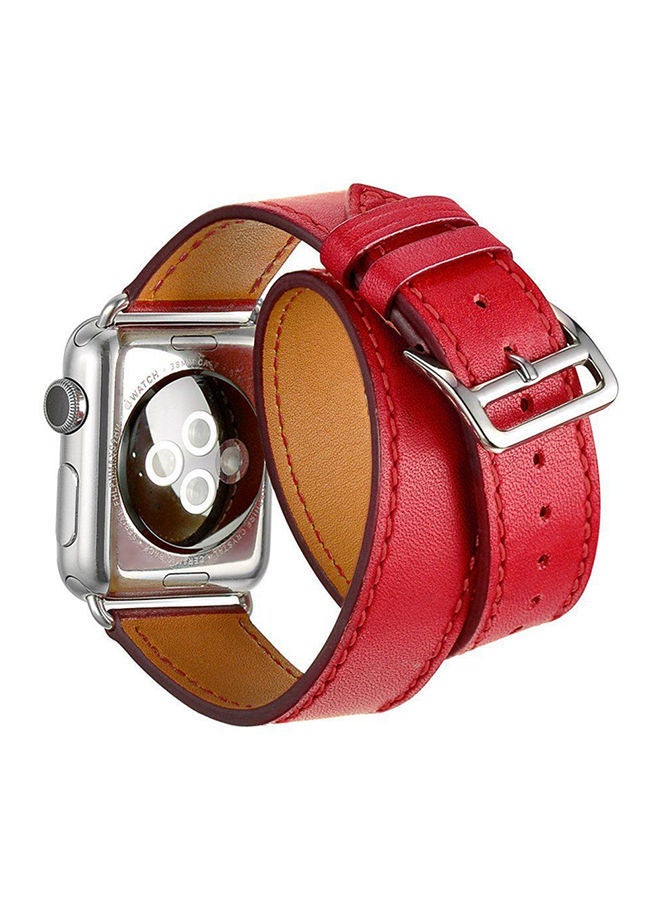 NIBEMINENT Replacement Strap With Screen Protector For Apple Watch Series 3/2/1 38millimeter Red - Image 2