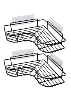 WinHolder 2Pcs Corner Shower Shelves，Self Adhesive No Drilling Wall Mounted Shower Storage Shelf Organizer For Your Bathroom, Kitchen And Toilet，Iron Art，Black  - Image 3
