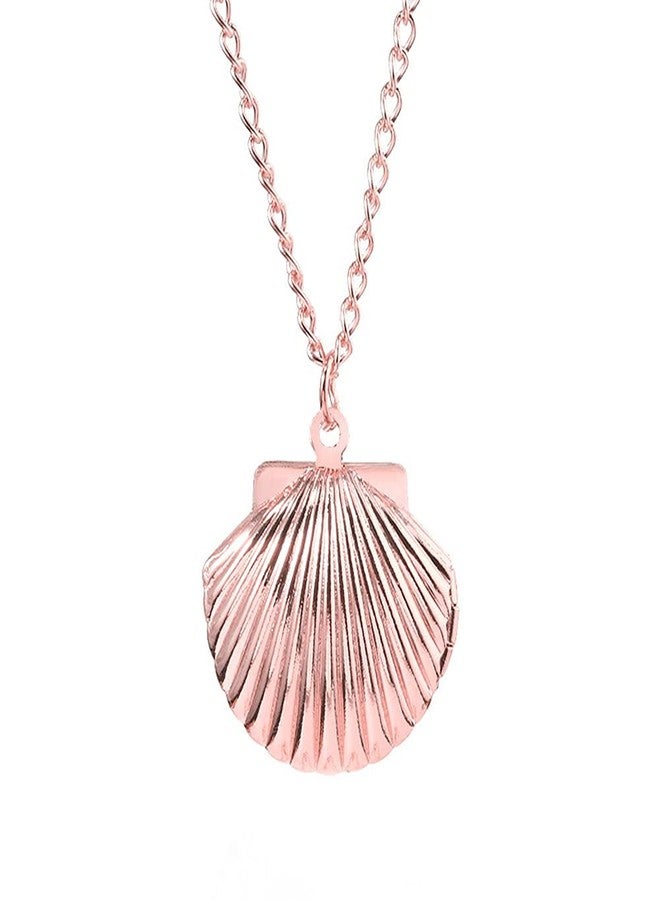 YangQian Shell Locket Necklace for Women Girls with Picture Photo Locket Necklaces Gifts for Women Kids Mermaid Halloween Costume Jewelry Necklace - Image 1