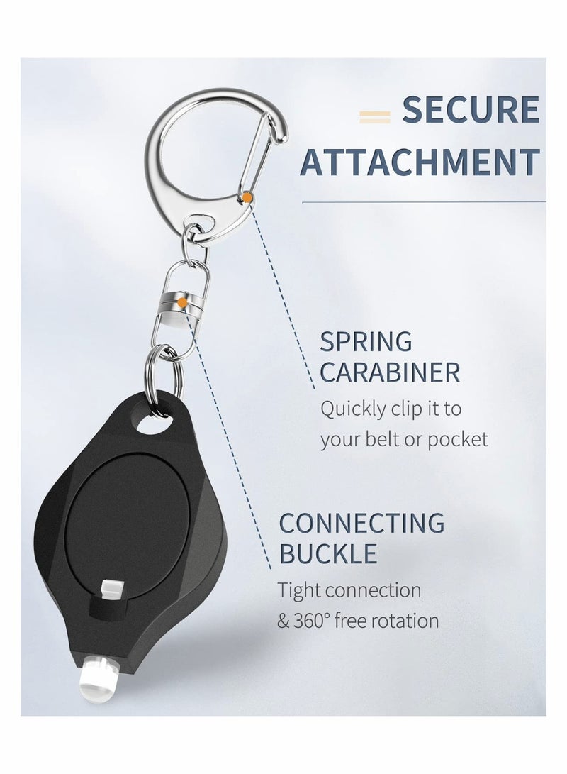 Excefore Mini LED Keychain Flashlight 12 Lumen Portable Ultra Bright Battery Powered Black Torch with Spring Carabiner for Outdoor Camping Hiking and Emergency Lighting, 5 Pack  - Image 5