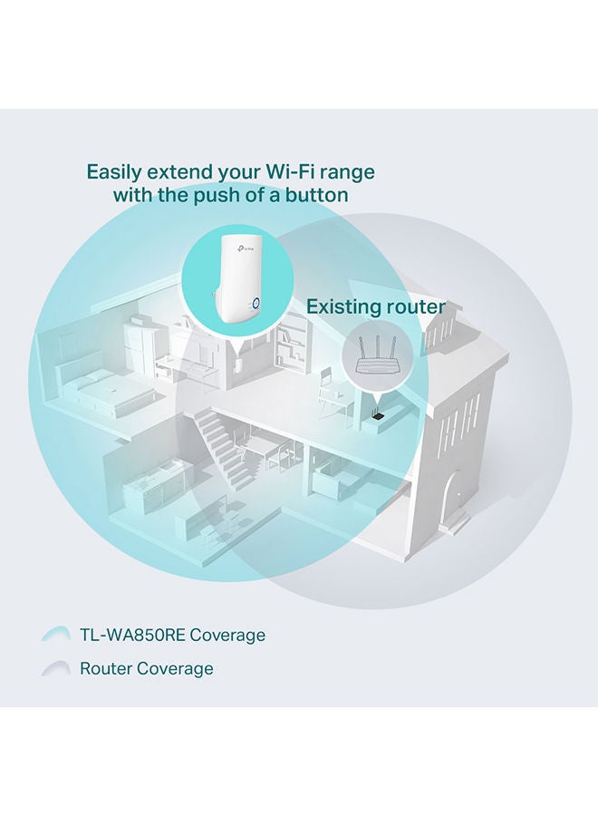 TP-LINK 300Mbps Wi-Fi Range Extender, 2.4GHz Frequency, Up to 300Mbps Signal Rate, 2x Internal Antennas, 1x Ethernet Port (RJ45), WA850RE White - Image 4