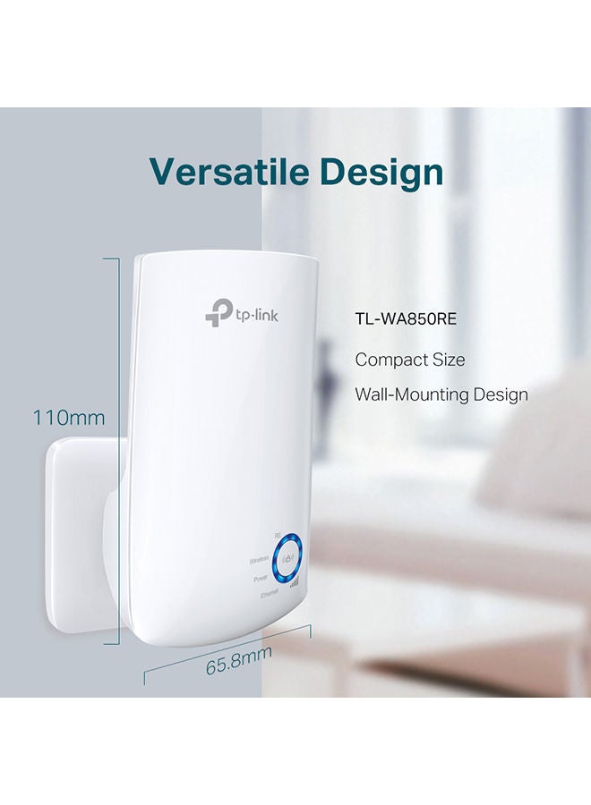 TP-LINK 300Mbps Wi-Fi Range Extender, 2.4GHz Frequency, Up to 300Mbps Signal Rate, 2x Internal Antennas, 1x Ethernet Port (RJ45), WA850RE White - Image 3