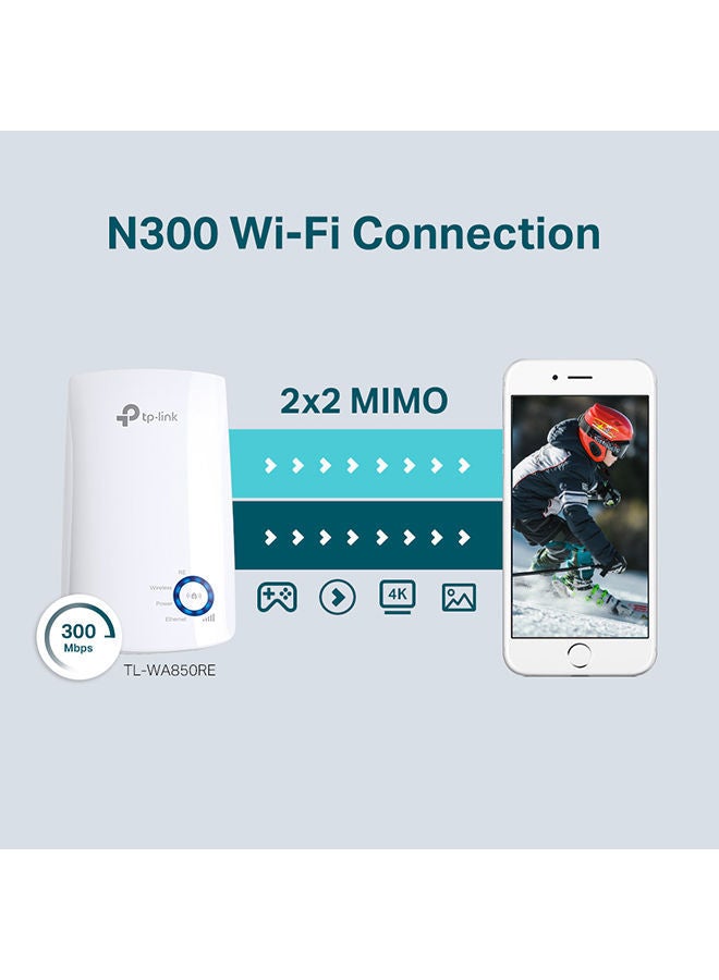 TP-LINK 300Mbps Wi-Fi Range Extender, 2.4GHz Frequency, Up to 300Mbps Signal Rate, 2x Internal Antennas, 1x Ethernet Port (RJ45), WA850RE White - Image 5