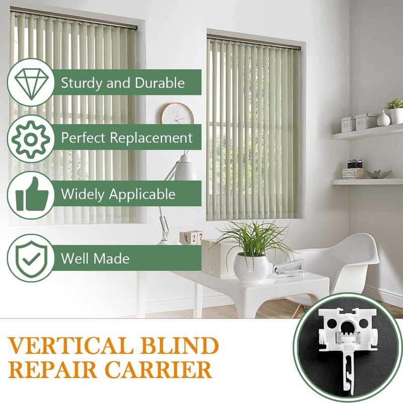 lofrcin Vertical Blind Repair Carrier with Stem and Gear  Vertical Blinds Repair Kit Used for Headrail Vertical Blinds Curtain Accessories(12 PCS) - Image 4