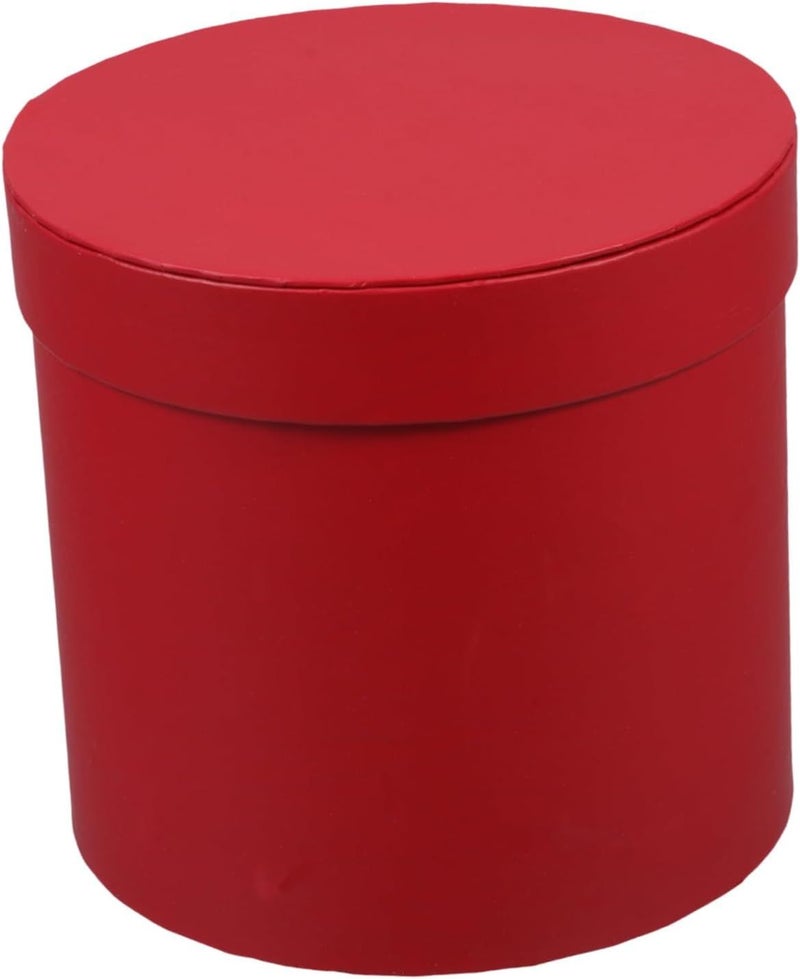 Red Round Flower Holder Box For Bouquet Storage And Floral Arrangement Matte Finish - Image 1